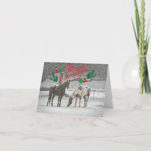 Carte Joyeux amoureux du Cheval de Noël (Devant)