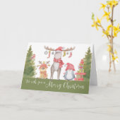 Carte Joyeux animaux de la forêt de Noël (Fleur jaune)