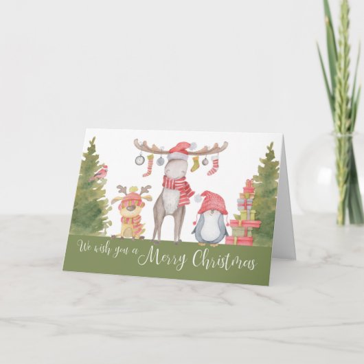 Carte Joyeux animaux de la forêt de Noël (Devant)
