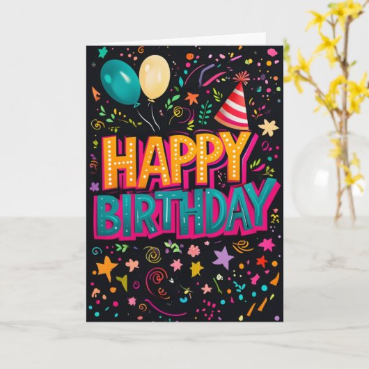 Carte Joyeux anniversaire (Fleur jaune)