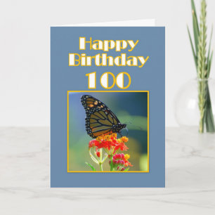 Carte Joyeux anniversaire 100e - Monarque papillon