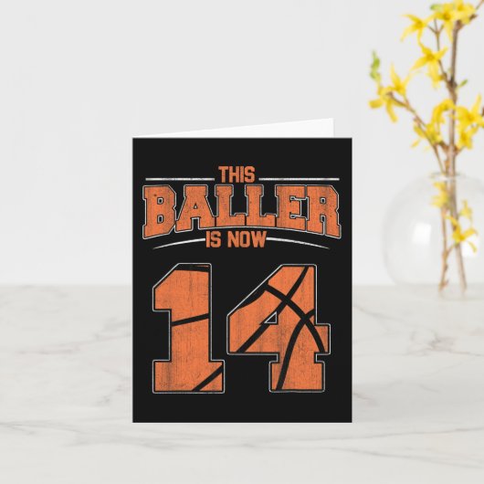 Carte Joyeux Anniversaire 14 Ans Garçons de Basketball Q (Fleur jaune)