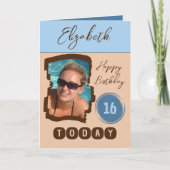 Carte Joyeux anniversaire 16 aujourd'hui ajouter photo b (Devant)