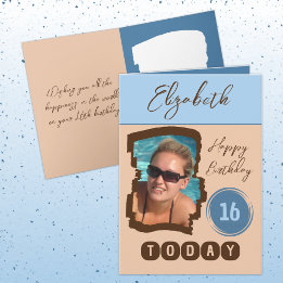 Carte Joyeux anniversaire 16 aujourd'hui ajouter photo b