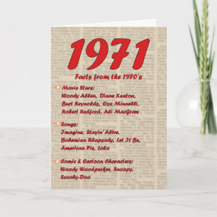 Carte Joyeux anniversaire 1971 Nouvelles de l'année de n