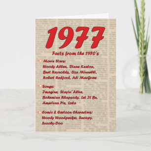 Carte Joyeux anniversaire 1977 ans des années 70 de