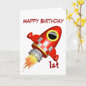 Carte Joyeux Anniversaire 1ère Rocket thème de navire (Fleur jaune)