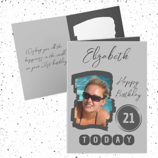 Carte Joyeux anniversaire 21 aujourd'hui ajouter photo g