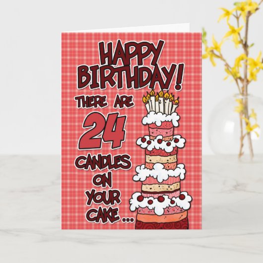 Carte Joyeux anniversaire - 24 ans (Fleur jaune)