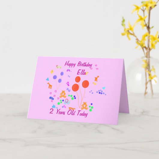 Carte Joyeux anniversaire 2 ans (Fleur jaune)