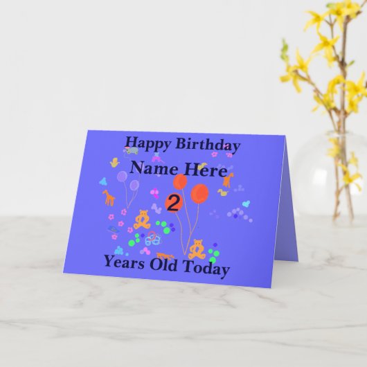 Carte Joyeux anniversaire 2 ans Ajouter un nom (Fleur jaune)
