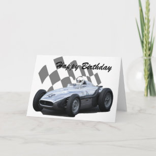 Carte Joyeux anniversaire 2 de voiture de course vintage