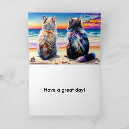 Carte Joyeux Anniversaire 2 Watercolor Cats Card (Intérieur)