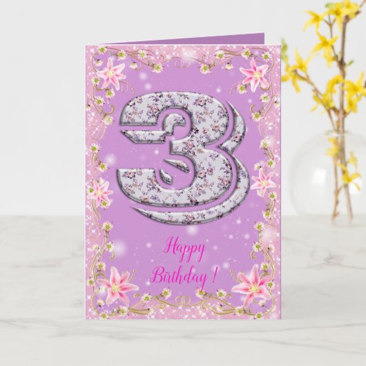 Carte Joyeux anniversaire 3 (Fleur jaune)