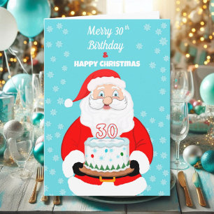 Carte Joyeux anniversaire 30 ans Noël Santa 