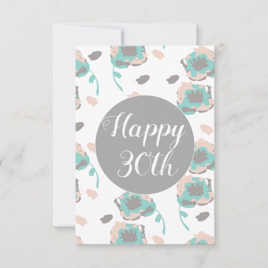 Carte Joyeux anniversaire 30e 50e 60e Floral (Devant)