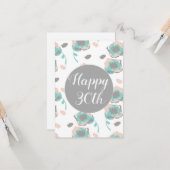 Carte Joyeux anniversaire 30e 50e 60e Floral (Devant/Arrière en situation)