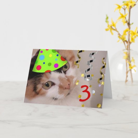 Carte Joyeux anniversaire 3 ans (Fleur jaune)