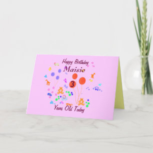 Carte Joyeux anniversaire 3 ans ajouter le nom/modifier