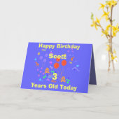 Carte Joyeux anniversaire 3 ans ajouter le nom/modifier  (Fleur jaune)