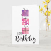 Carte Joyeux anniversaire 3 boîtes cadeaux - Personnalis (Fleur jaune)