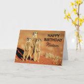 Carte Joyeux Anniversaire | 3 Suricates (Fleur jaune)