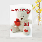 Carte Joyeux anniversaire 3ème Teddy Bear thème (Fleur jaune)
