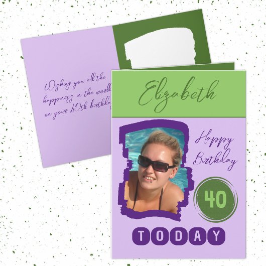 Carte Joyeux anniversaire 40 aujourd'hui ajouter photo v