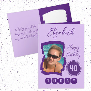 Carte Joyeux anniversaire 40 aujourd'hui ajouter photo v