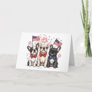 Carte Joyeux anniversaire 4 juillet Bulldogs français