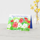 Carte Joyeux anniversaire 4 juillet Rouge Blanc Bleu Fle (Fleur jaune)