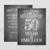 Carte Joyeux Anniversaire - 50 Ans & Fabuleux (Devant / Derrière)