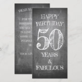Carte Joyeux Anniversaire - 50 Ans & Fabuleux (Devant / Derrière)