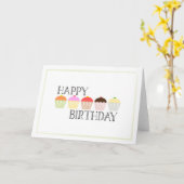 Carte Joyeux anniversaire 5 Cupcake Card (Fleur jaune)