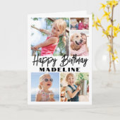 Carte Joyeux anniversaire 5 photo Collage Elégant minima (Fleur jaune)