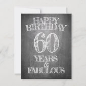 Carte Joyeux anniversaire - 60 ans & Fabuleux en chalkbo (Devant)