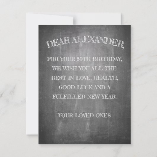 Carte Joyeux anniversaire - 60 ans & Fabuleux en chalkbo (Dos)