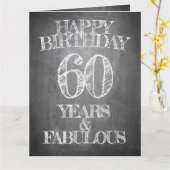 Carte Joyeux anniversaire - 60 ans & Fabuleux en chalkbo (Fleur jaune)