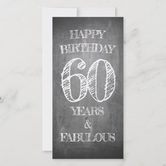 Carte Joyeux anniversaire - 60 ans & Fabuleux en chalkbo (Devant)