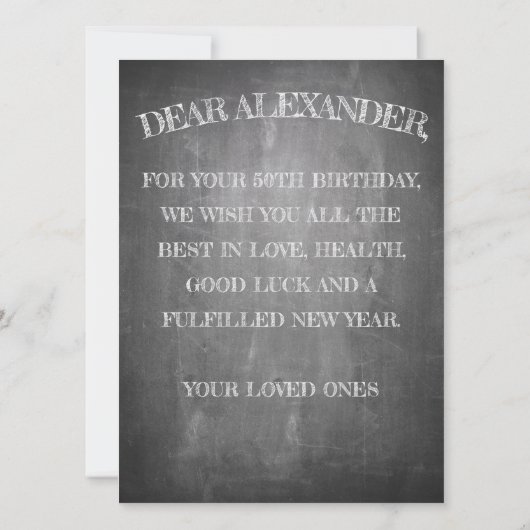 Carte Joyeux anniversaire - 60 ans & Fabuleux en chalkbo (Dos)