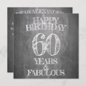 Carte Joyeux anniversaire - 60 ans & Fabuleux en chalkbo (Devant / Derrière)