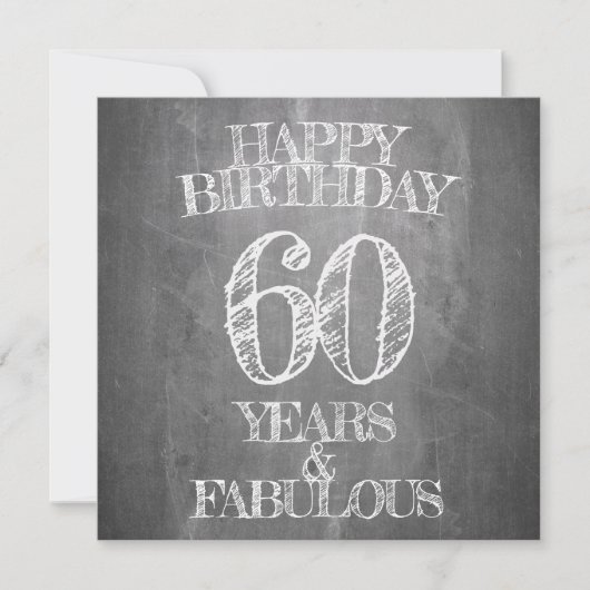 Carte Joyeux anniversaire - 60 ans & Fabuleux en chalkbo (Devant)