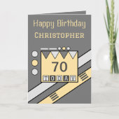 Carte Joyeux anniversaire 70 aujourd'hui ajouter nom gri (Devant)
