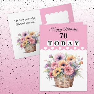 Carte Joyeux Anniversaire 70 aujourd'hui fleurs roses