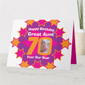 Carte Joyeux anniversaire 70 étoiles rose grand-mère pho (Devant)