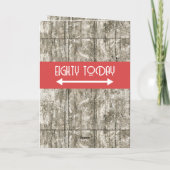 Carte Joyeux anniversaire 80 aujourd'hui nom gris rouge (Dos)