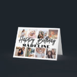 Carte Joyeux anniversaire 8 photo Collage Elégant minima<br><div class="desc">Créez votre propre souhait d'anniversaire heureux unique pour un membre de la famille ou un ami avec un collage photo moderne carte de voeux pliée nom personnalisé. Toutes les images et le libellé de ce modèle sont simples à customiser. Les couleurs et les styles de police sont également faciles à...</div>