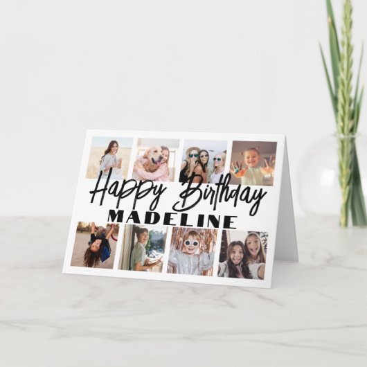 Carte Joyeux anniversaire 8 photo Collage Elégant minima (Devant)