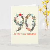 Carte Joyeux Anniversaire 90, Tu le fais paraître si bea (Fleur jaune)