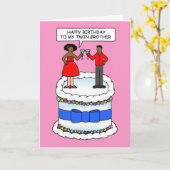 Carte Joyeux anniversaire à African American Twin Brothe (Fleur jaune)